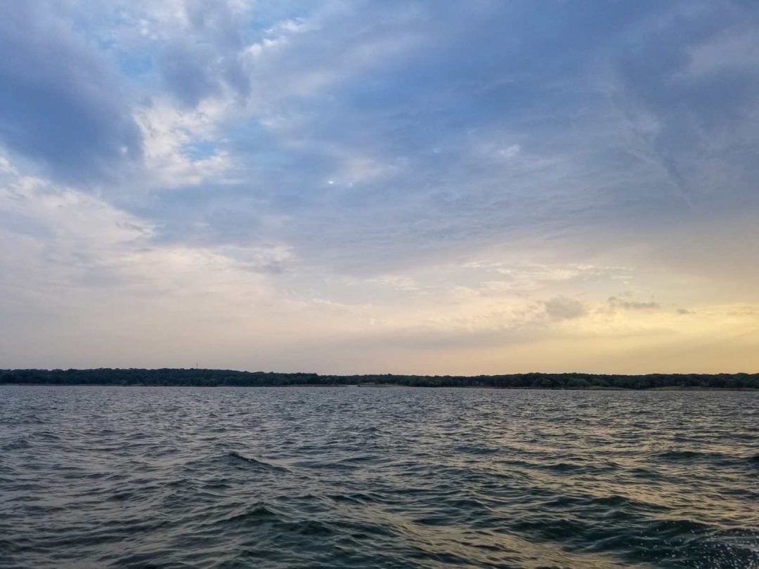 Storm light over open water on Lake Texoma